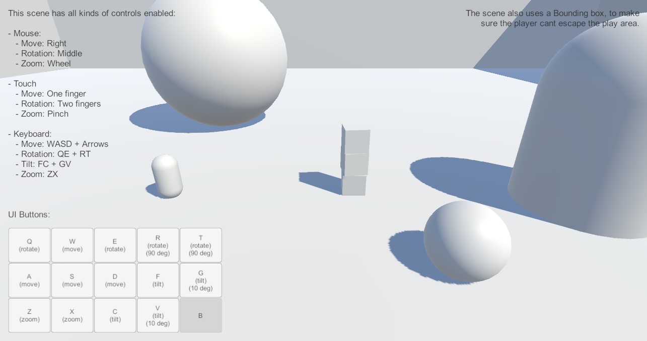 Screenshot from the example scene with all controls enabled